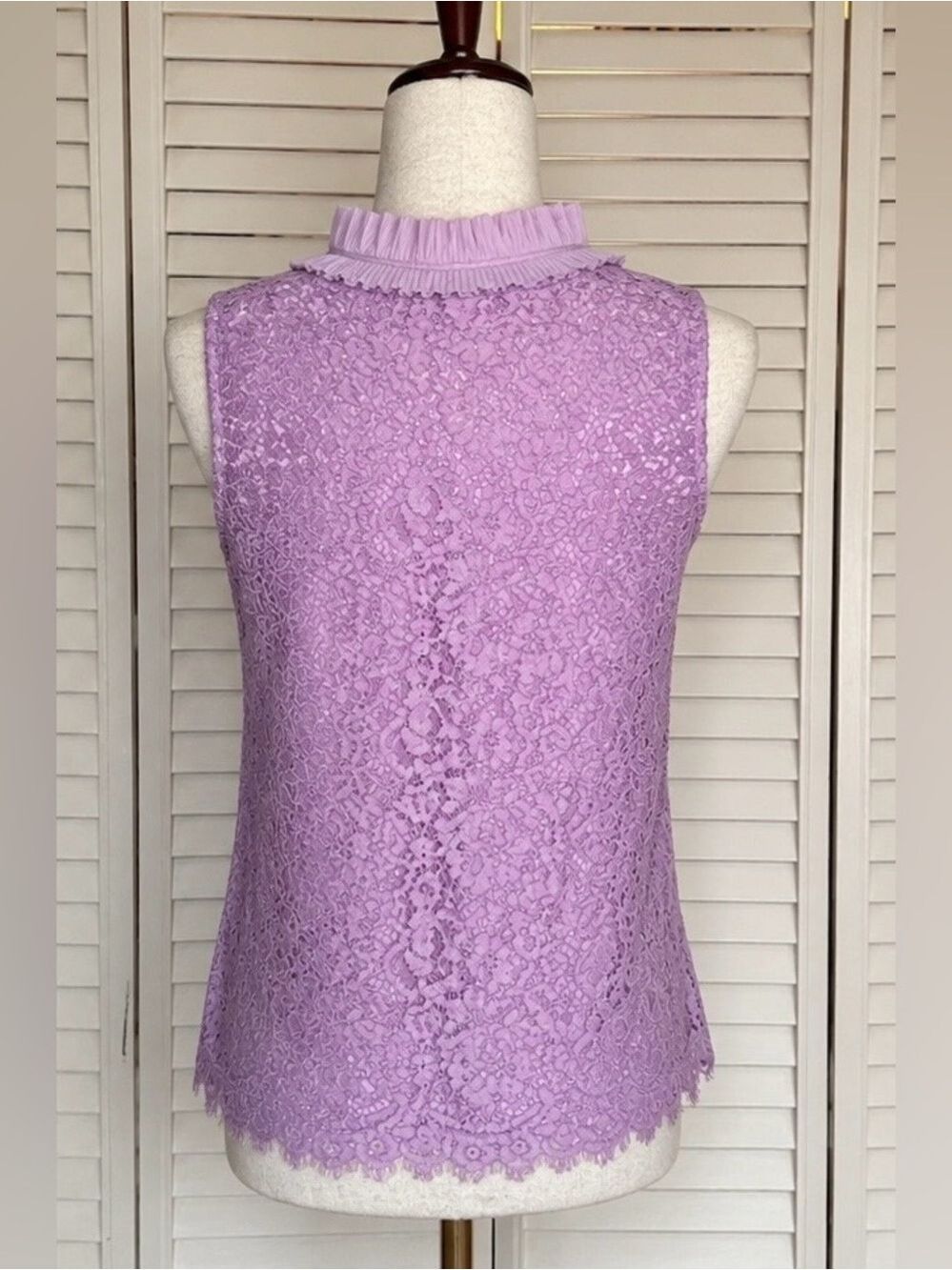 J. Crew Lavender Lace Ruffle-Neck Camisole | Size Small - Picture 2 of 7
